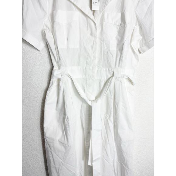 NWT J. Crew Patch-Pocket Cotton White Poplin Shirtdress Size 14 Lightweight - Picture 9 of 14